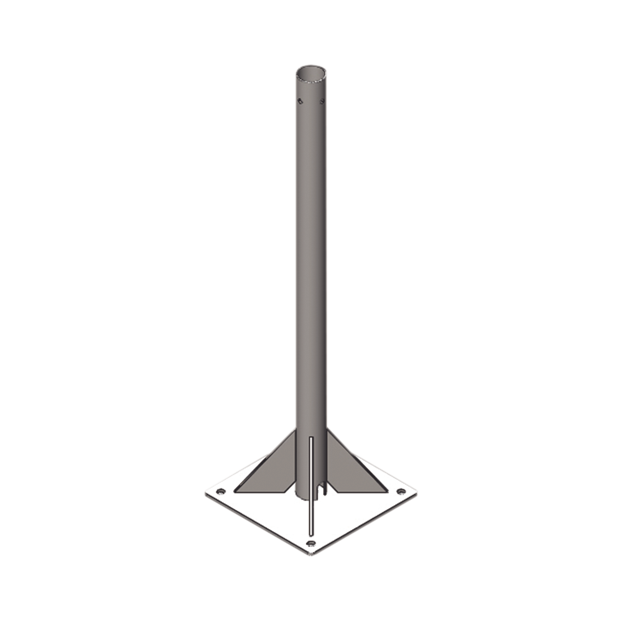 Mástil de 2 metros, de 2" de Diámetro, con Opresor, Base Soldada . Galvanizado por Inmersión en Caliente.