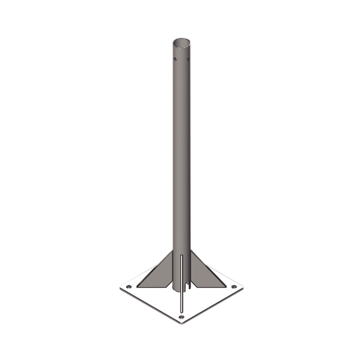Mástil de 2 metros, de 2" de Diámetro, con Opresor, Base Soldada . Galvanizado por Inmersión en Caliente.