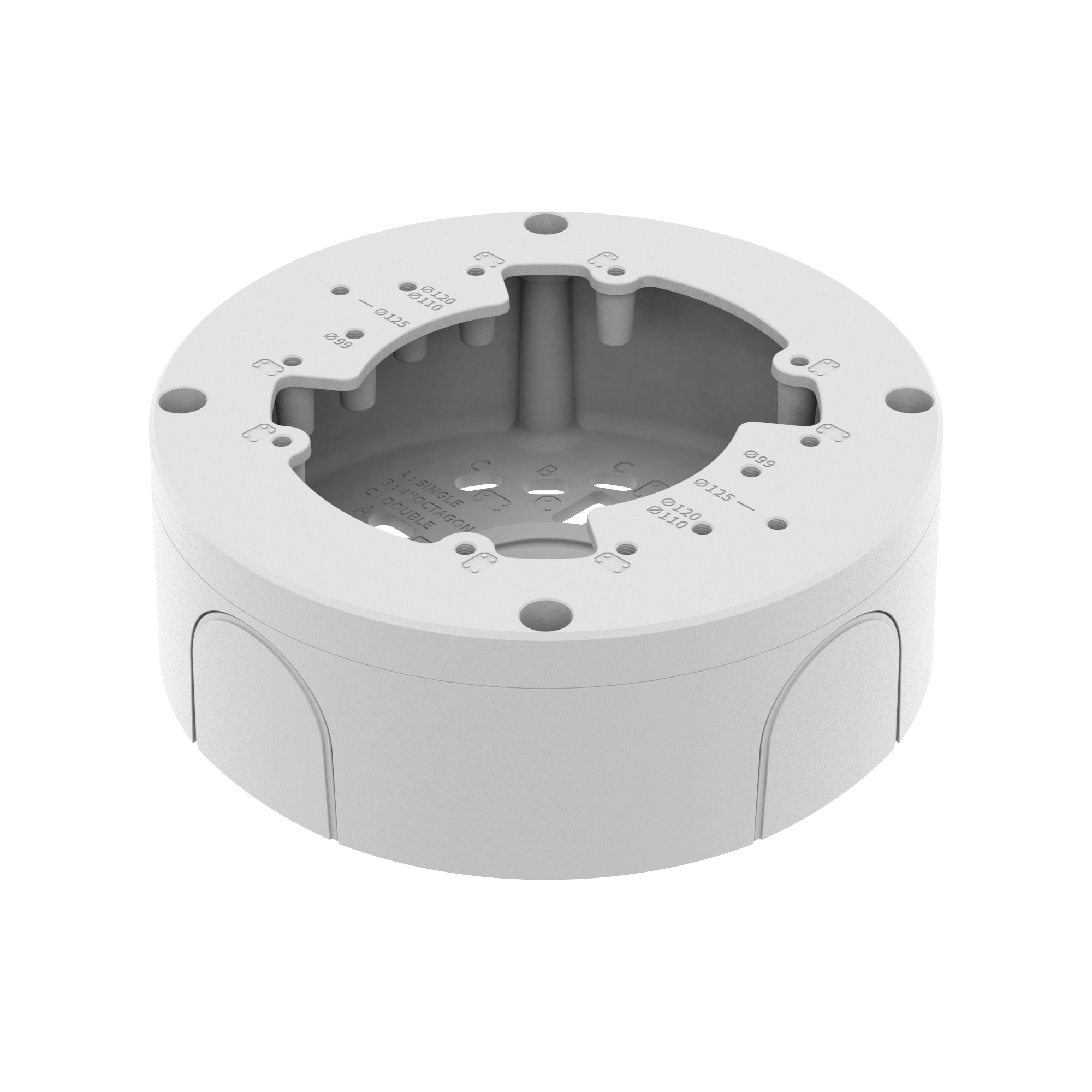Caja de conexion para tipo Domo y Flat-eye Hanwha  QNE-8011R, QNE-8021R, QND-6011, QNV-C8083R, QNV-C9083R