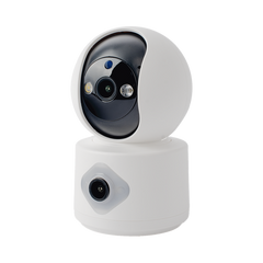 Camara doble lente 3mp| Wifi| autoseguimiento| Detección de movimiento| audio de 2 vias| almacenamiento hasta 128GB