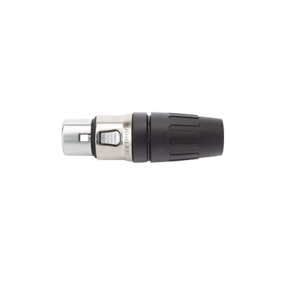 Conector hembra XLR de 3 núcleos con carcasa de acero inoxidable y contactos chapados en oro