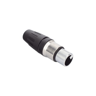 Conector hembra XLR de 3 núcleos con carcasa de acero inoxidable y contactos chapados en oro