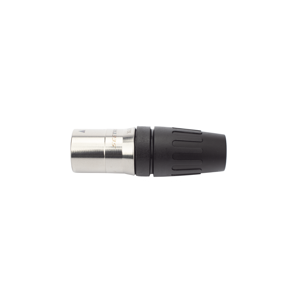 CONECTOR MACHO XLR DE 3 NÚCLEOS CON CARCASA DE ACERO INOXIDABLE Y CONTACTOS CHAPADOS EN ORO