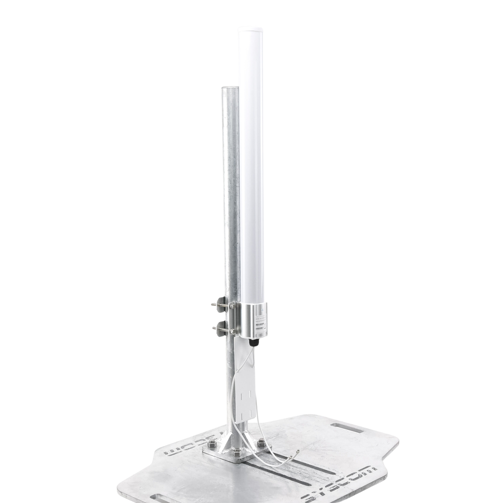 Antena Omnidireccional en 2.4 GHz, Rango de Frecuencias (2.3 - 2.5 GHz), Ganancia de 10 dBi, Doble Polaridad MIMO 2x2, Incluye Jumpers