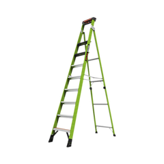 Escalera de 3.05 m Capacidad máxima de 170 Kg, inclinada, de fibra de vidrio con almohadilla de pared giratoria.