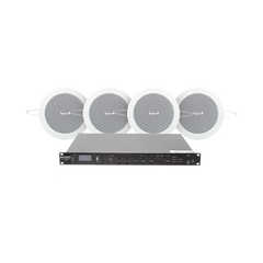 KIT de Amplificador de 120W para Rack | 4 Altavoces de Plafón de 4in | 3 - 6W | Sistema 70/100V