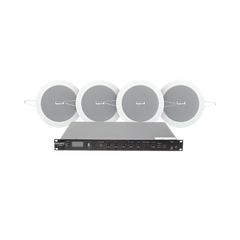 KIT de Amplificador de 120W para Escritorio | 4 Altavoces de Plafón de 4in | 3 - 6W | Sistema 70/100V