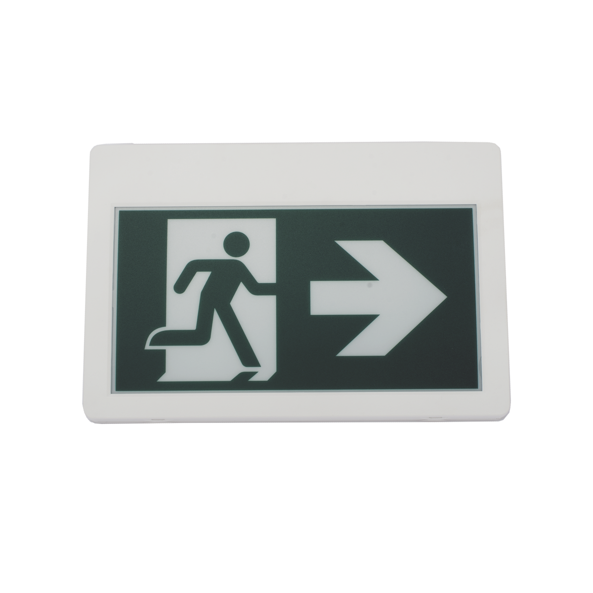 Letrero LED de Señalización de salida "Hombre Corriendo"/ Alto brillo / Uso en pared, lateral o techo / Batería de Respaldo Incluida con hasta 120 minutos de duracion