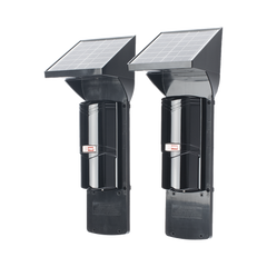 Detector fotoelectrico con celda solar ; DE 2 RAYOS; alcance exterior 60 m / interior 120 m, 4 frecuencias / Para ambientes donde no hay electricidad