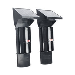 Detector fotoelectrico con celda solar ; DE 2 RAYOS; alcance exterior 60 m / interior 120 m, 4 frecuencias / Para ambientes donde no hay electricidad