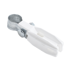 Aislador de paso o esquina de color BLANCO con abrazadera incluida de 1 Pulgada para uso en poste cerco eléctrico
