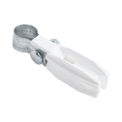 Aislador de paso o esquina de color BLANCO con abrazadera incluida de 1 Pulgada para uso en poste cerco eléctrico