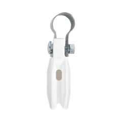 Aislador de paso o esquina de color BLANCO con abrazadera incluida de 1 Pulgada para uso en poste cerco eléctrico