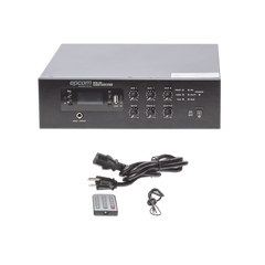 Mini Amplificador de Audio Mezclador | 120W RMS | Sistema 70/100V | MP3 | Tuner | Bluetooth | Musica ambiental y Voceo