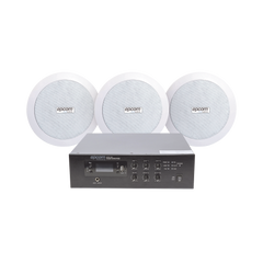 KIT de Amplificador de 120W para Escritorio | 3 Altavoces de Plafón de 5.5in | 3.75 - 30W | Sistema 70/100V