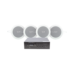 KIT de Amplificador de 120W para Escritorio | 4 Altavoces de Plafón de 4in | 3 - 6W | Sistema 70/100V