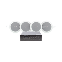 KIT de Amplificador de 120W para Escritorio | 4 Altavoces de Plafón de 4in | 3 - 6W | Sistema 70/100V