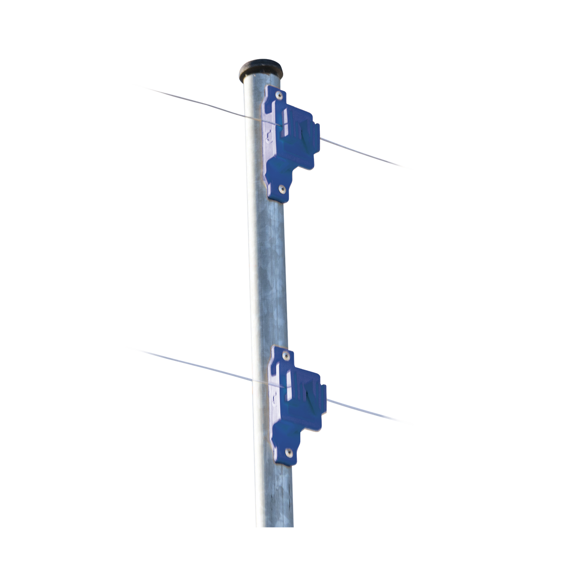 Aislador de Paso colo Azul reforzado para cercos eléctricos, resistente al clima extremoso