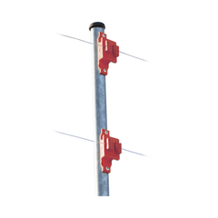Aislador de Paso color Rojo reforzado para cercos eléctricos, resistente al clima extremoso