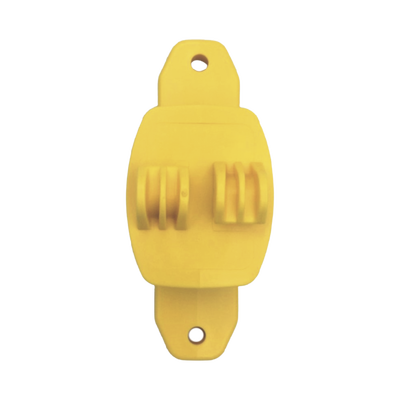 Aislador de Paso color Amarillo reforzado para cercos eléctricos, resistente al clima extremoso
