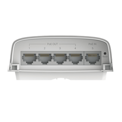 Switch PoE Omada Para Exterior / 1 Puerto PoE++ IN 802.3 af/at/bt / 4 Puertos PoE+ OUT Gigabit / Adminstración Centralizada Omada
