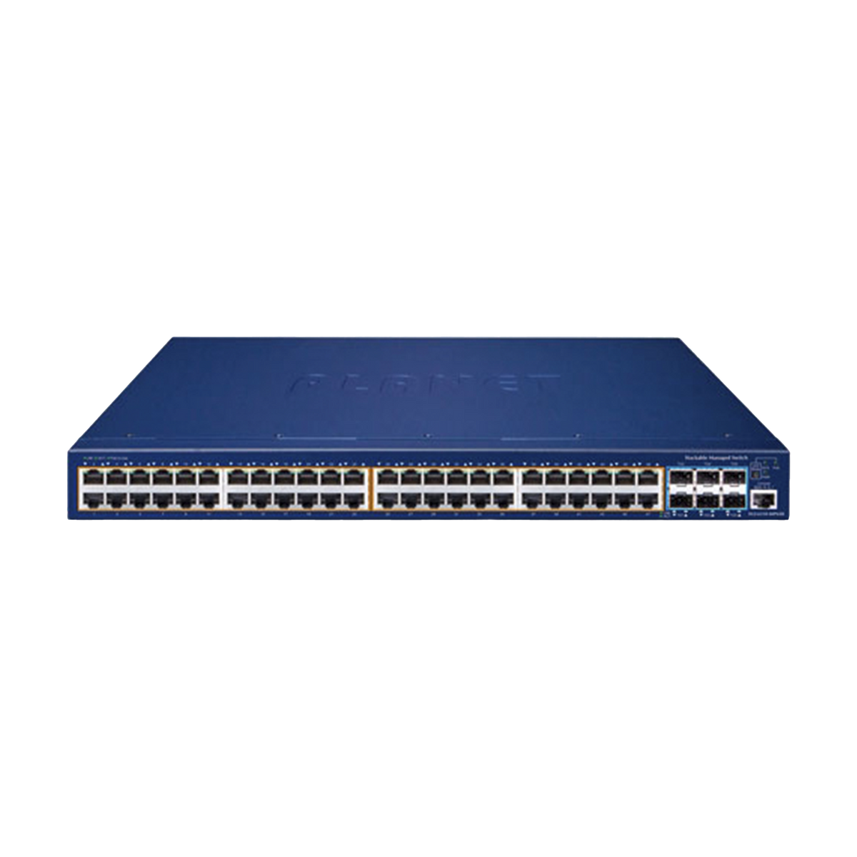 Switch Administrable Stacking Capa 3, 48 Puertos PoE Gigabit 802.3at, 6 Puertos SFP de 10 G, Entrada de Alimentación Redundante de 55 V cc.