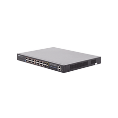 Switch Administrable L3 Stacking 10/100/1000T 24 puertos PoE802.3at, 4 puertos 10G SFP+ 370 W
