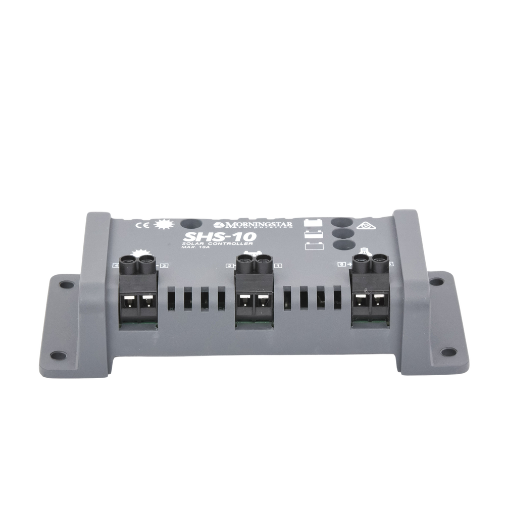 Controlador de Carga Solar PWM 10 A / 12 VCC / Desconexión Automática / IP22 / Protección Integral / Bajo Consumo 8 mA