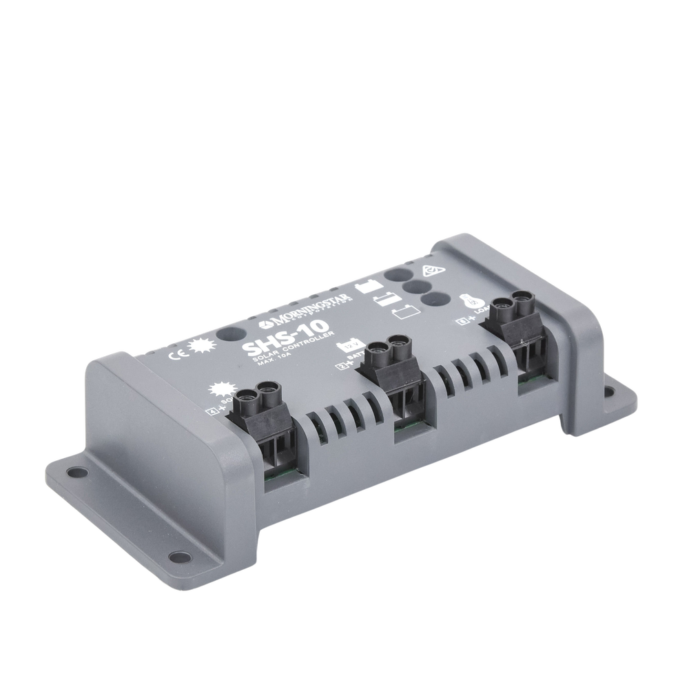 Controlador de Carga Solar PWM 10 A / 12 VCC / Desconexión Automática / IP22 / Protección Integral / Bajo Consumo 8 mA