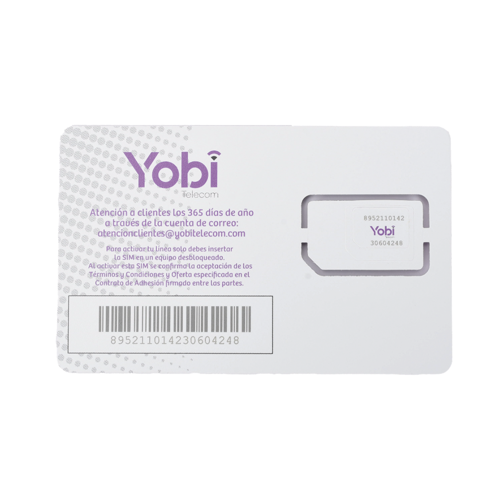SIM Yobi para dispositivos móviles 3G/4G con recarga de 1GB cada mes durante 1 año de servicio (solo datos)