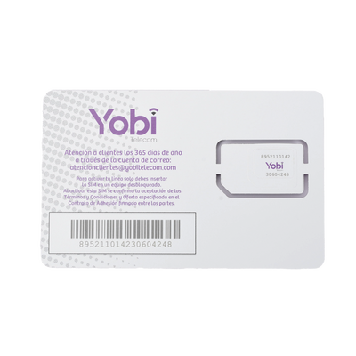 SIM Yobi para dispositivos móviles 3G/4G con recarga de 1GB cada mes durante 1 año de servicio (solo datos)