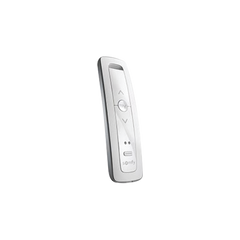 Control remoto 2 canales para motores de persiana Somfy con señal inalámbrica, instrucciones: sube, baja y detener, con posición favorita programada.