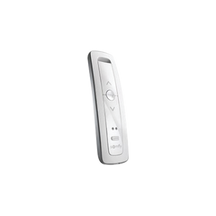 Control remoto 2 canales para motores de persiana Somfy con señal inalámbrica, instrucciones: sube, baja y detener, con posición favorita programada.