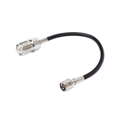 Jumper Adaptador de Conector Mini UHF Macho a UHF Hembra (SO-239), Níquel/ Oro y Plata/ Delrin.