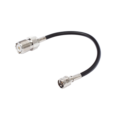 Jumper Adaptador de Conector Mini UHF Macho a UHF Hembra (SO-239), Níquel/ Oro y Plata/ Delrin.