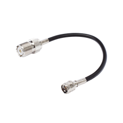 Jumper Adaptador de Conector Mini UHF Macho a UHF Hembra (SO-239), Níquel/ Oro y Plata/ Delrin.
