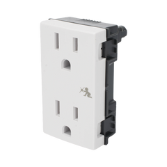 Módulo Dúplex de Contactos Eléctricos 10A 127V Color Blanco / Compatible con Cajas para Pavimento SM-CPAV-2 y SM-CPAV-4 / Requiere Adaptador SM-ADAP-FP para Fijación / Modelo 25424-30