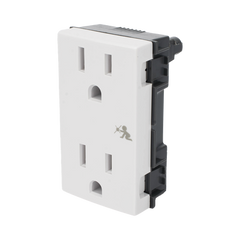 Módulo Dúplex de Contactos Eléctricos 10A 127V Color Blanco / Compatible con Cajas para Pavimento SM-CPAV-2 y SM-CPAV-4 / Requiere Adaptador SM-ADAP-FP para Fijación / Modelo 25424-30