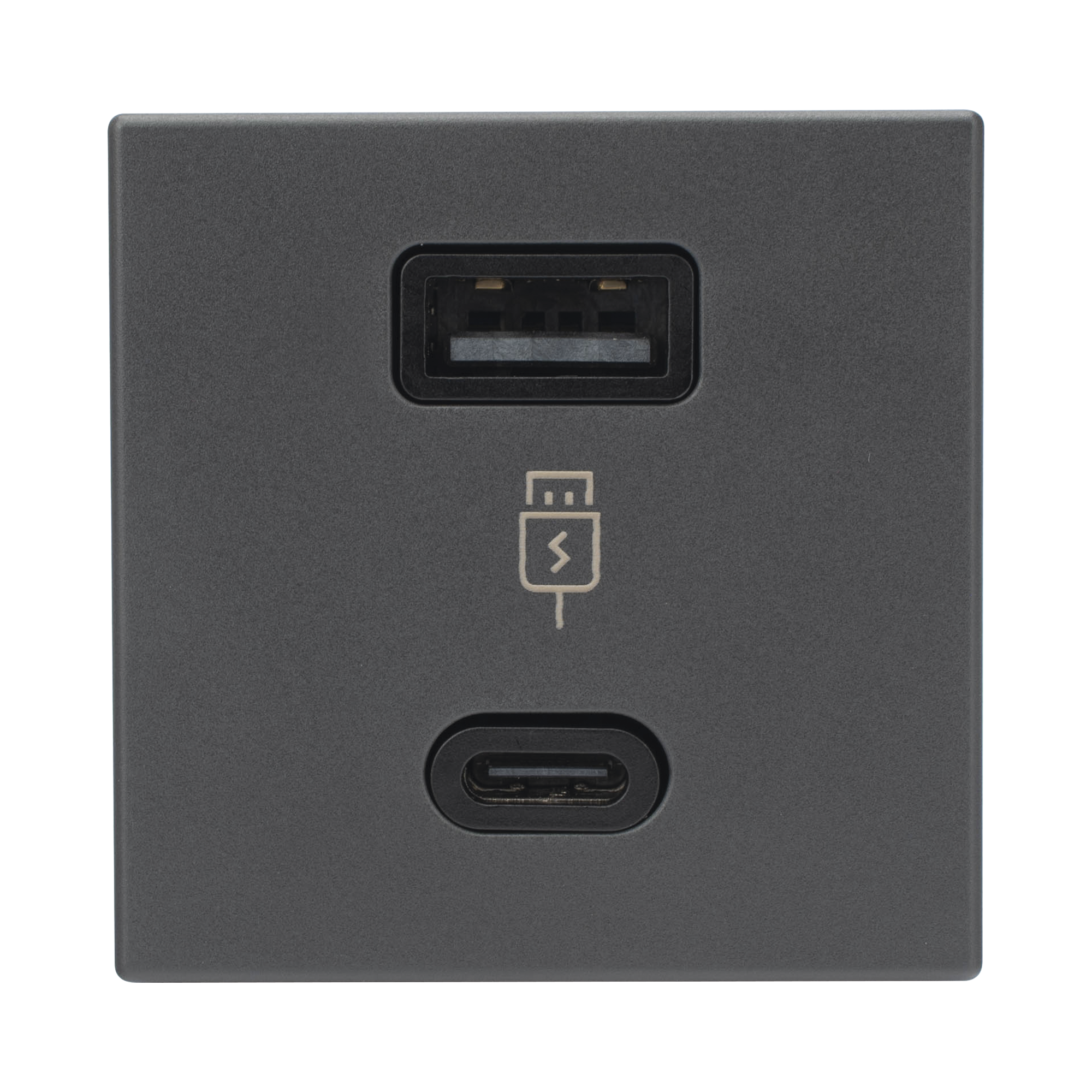 Módulo Doble USB Tipo A+C / Carga Rápida 30W / Color Grafito / Compatible con Torres y Cajas Simon / Modelo: (K126F/14)
