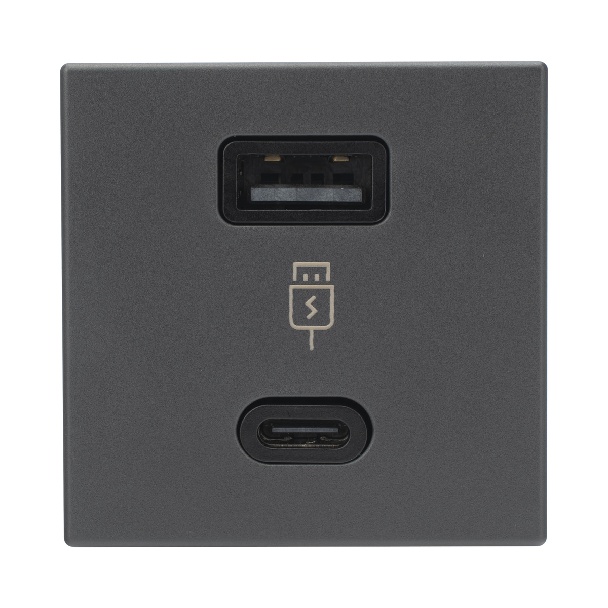 Módulo Doble USB Tipo A+C / Carga Rápida 30W / Color Grafito / Compatible con Torres y Cajas Simon / Modelo: (K126F/14)
