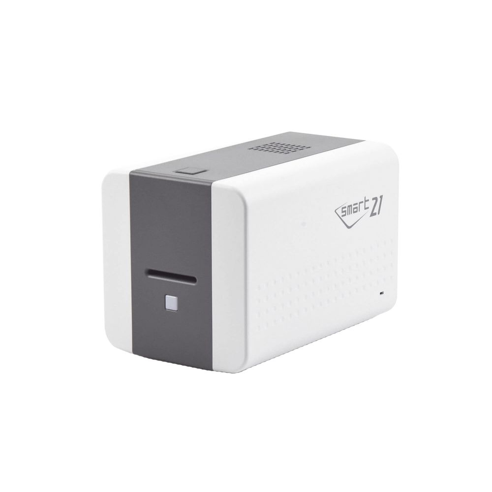 Impresora de Tarjetas Semi- automática SMART21 / Ingreso de Tarjetas Manual/Incluye Ribbon, Software y 100 Tarjetas PVC
