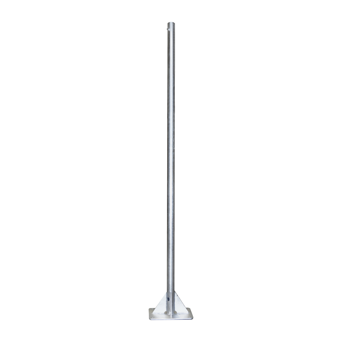 Mástil de 2 metros de 2" Diámetro, con Opresor, Base Soldada . Galvanizado por Inmersión en Caliente.
