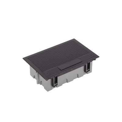 Caja Para Instalación en Pavimento para Voz, Datos o Contactos Eléctricos / Capacidad para 4 Módulos / Espacio Embellecedor en la Tapa / Profundidad Ajustable de 90 a 120 mm / Los Módulos se Adquieren Aparte / Incluye Registro