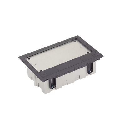 Caja Para Instalación en Pavimento para Voz, Datos o Contactos Eléctricos / Capacidad para 4 Módulos / Espacio Embellecedor en la Tapa / Profundidad Ajustable de 90 a 120 mm / Los Módulos se Adquieren Aparte / Incluye Registro