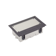 Caja Para Instalación en Pavimento para Voz, Datos o Contactos Eléctricos / Capacidad para 4 Módulos / Espacio Embellecedor en la Tapa / Profundidad Ajustable de 90 a 120 mm / Los Módulos se Adquieren Aparte / Incluye Registro