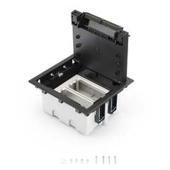 Caja Para Instalación en Piso Falso para Voz, Datos o Contactos Eléctricos / Capacidad para 2 Módulos / Espacio Embellecedor en la Tapa / Profundidad Ajustable de 90 a 120 mm / Los Módulos se Adquieren Aparte / (SF210/14CY)