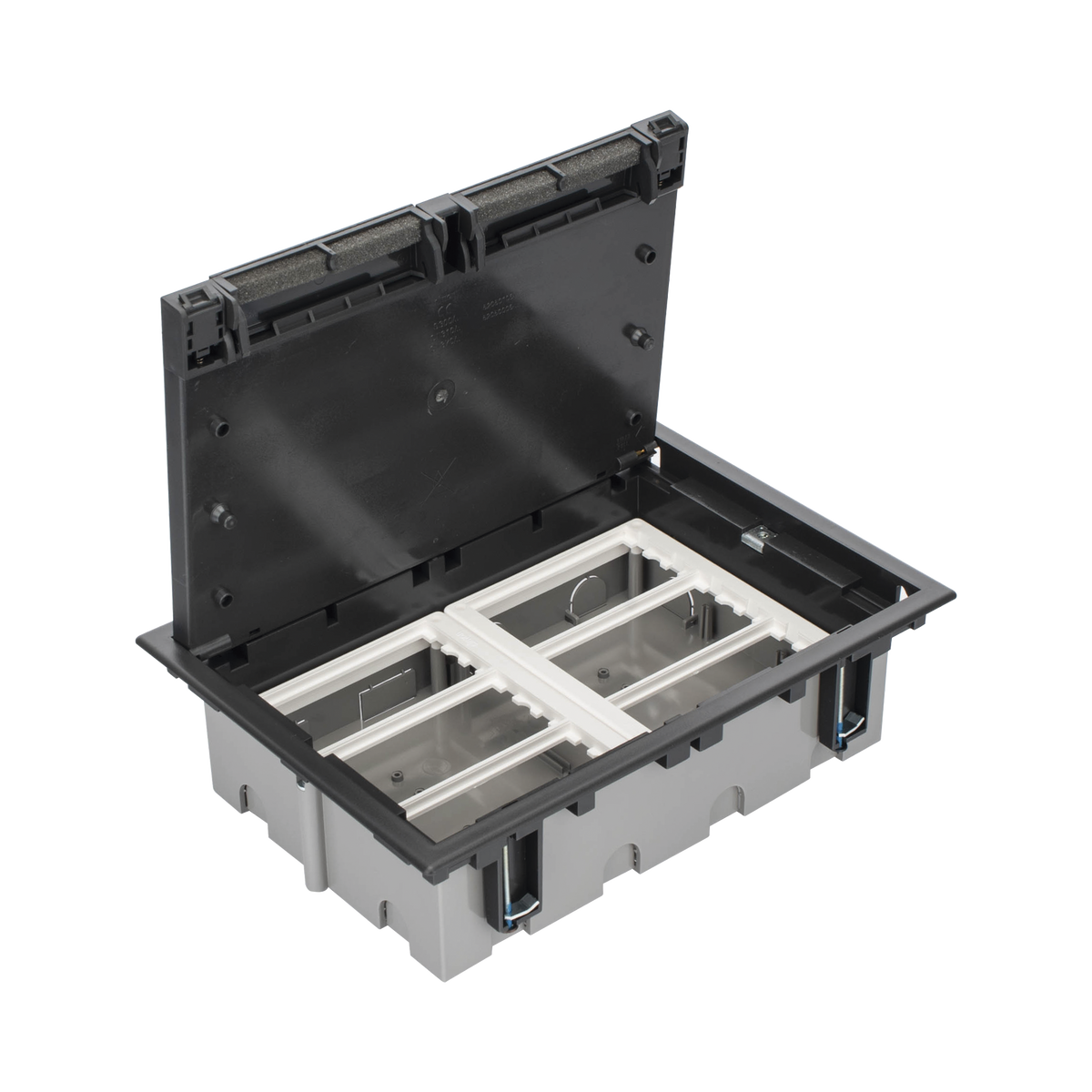 Caja Para Instalación en Piso Falso para Voz, Datos o Contactos Eléctricos / Capacidad para 6 Módulos / Espacio Embellecedor en la Tapa / Profundidad Ajustable de 90 a 120 mm (3.54 a 4.72 pulgadas) / Los Módulos se Adquieren Aparte / (SF610/14CY)