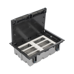Caja Para Instalación en Piso Falso para Voz, Datos o Contactos Eléctricos / Capacidad para 6 Módulos / Espacio Embellecedor en la Tapa / Profundidad Ajustable de 90 a 120 mm (3.54 a 4.72 pulgadas) / Los Módulos se Adquieren Aparte / (SF610/14CY)
