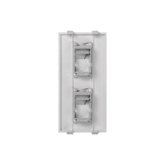 Placa Plana de Voz y Datos con Guardapolvo para 2 RJ45 / Color Blanco / 2 Puertos para Jacks Keystone / Compatible con Cajas de Pavimento SM-CPAV-2 y SM-CPAV-4 / Modelo S76B/9