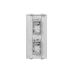 Placa Plana de Voz y Datos con Guardapolvo para 2 RJ45 / Color Blanco / 2 Puertos para Jacks Keystone / Compatible con Cajas de Pavimento SM-CPAV-2 y SM-CPAV-4 / Modelo S76B/9